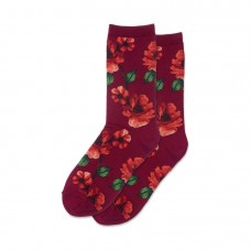 Hotsox Women's Autumn Floral Socks 1 Pair, Burgandy, Women's 4-10 Shoe