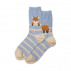 Hotsox Women's Fuzzy Fox Socks 1 Pair, Blue Heather, Women's 4-10 Shoe