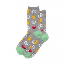 Hotsox Women's Peace And Love Socks 1 Pair, Grey Heather, Women's 4-10 Shoe