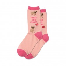 Hotsox Women's Pugs And Kisses Socks 1 Pair, Blush, Women's 4-10 Shoe