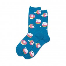 Hotsox Women's Donut Cat Socks 1 Pair, Turquoise, Women's 4-10 Shoe