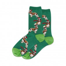 Hotsox Women's Santa Dog Socks 1 Pair, Green, Women's 4-10 Shoe