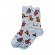 Hotsox Women's Hanukkah Cat Socks 1 Pair, Blue Heather, Women's 4-10 Shoe