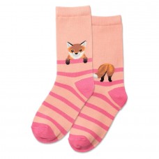Hotsox Kid's Fox Stripe Socks 1 Pair, Blush, Small/Medium