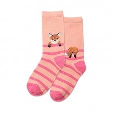 Hotsox Kid's Fox Stripe Socks 1 Pair, Blush, Large/X-Large