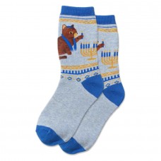 Hotsox Kid's Hanukkah Cat Socks 1 Pair, Blue Heather, Medium/Large