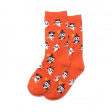 Hotsox Kid's Costume Ghosts Socks 1 Pair, Orange, Medium/Large