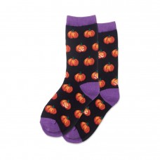 Hotsox Kid's Glow In The Dark Pumpkins Socks 1 Pair, Black, Small/Medium