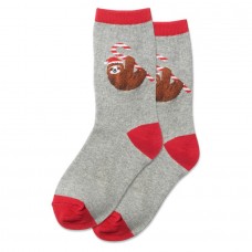 Hotsox Kid's Candy Cane Sloth Socks 1 Pair, Grey Heather, Medium/Large