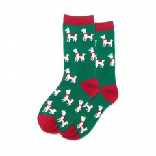 Hotsox Kid's Holiday Llama Socks 1 Pair, Green, Small/Medium