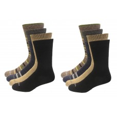 Columbia Men's Moisture Control Multi Stripe Crew Socks-4 Pairs, Brown/Khaki/Charcoal/black, 6-12