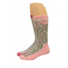 Ducks Unlimited Ladies Wool Blend Boot Sock Socks, 2 Pair, Pink Camo, Medium, W 6-9 / M 4-9