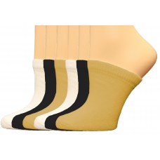 FeetPeople Premium Clog Socks 6 Pair, Black/White/Nude