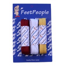 FeetPeople Flat Lace Bundle, 3 Pr, Cardinals