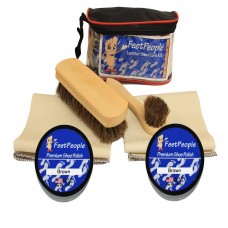 FeetPeople Deluxe Leather Care Kit with Travel Bag, Brown