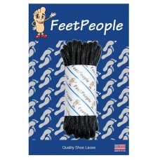 FeetPeople Strong Round Laces, Black Reinforced w/ Black Kevlar
