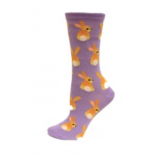 HotSox Bunny Tails Socks, Lavender, 1 Pair, Women Shoe 4-10