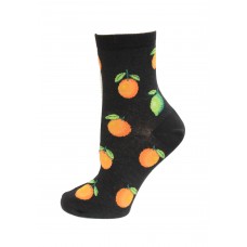 HotSox Citrus Socks, Black, 1 Pair, Women Shoe 4-10