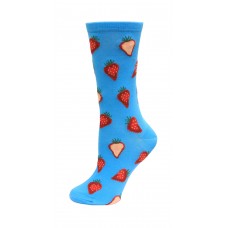 HotSox Strawberries Socks, Aqua, 1 Pair, Women Shoe 4-10