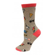 HotSox Stickers Socks, Grey Heather, 1 Pair, Women Shoe 4-10