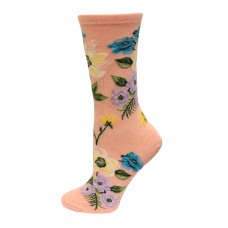 HotSox Spring Floral Socks, Pink Heather, 1 Pair, Women Shoe 4-10
