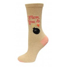 HotSox Mom, You Da Bomb Socks, Natural Melange, 1 Pair, Women Shoe 4-10