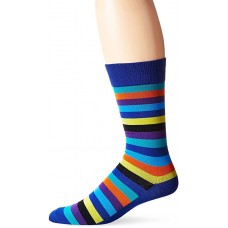 HotSox Mens Fun Stripe Crew Socks, Royal, 1 Pair, Mens Shoe 6-12.5