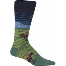HotSox Mens Moose Mountain Socks, Navy, 1 Pair, Mens Shoe 6-12.5