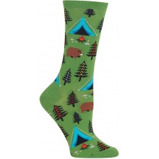 HotSox Womens Bear Tent Socks, Green, 1 Pair, Womens Shoe Size 4-10