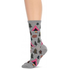 HotSox Womens Bear Tent Socks, Sweat Heather Grey, 1 Pair, Womens Shoe Size 4-10