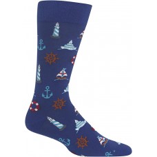 HotSox Mens Nautical Icons Socks, Dark Blue, 1 Pair, Mens Shoe Size 6-12.5