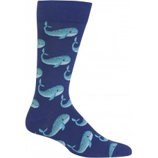 HotSox Mens Whale Socks, Dark Blue, 1 Pair, Mens Shoe Size 6-12.5