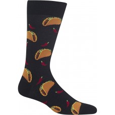 HotSox Mens Tacos Socks, Black, 1 Pair, Mens Shoe 6-12.5
