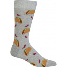 HotSox Mens Tacos Socks, Grey Heather, 1 Pair, Mens Shoe 6-12.5