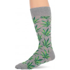 HotSox Mens Weed Socks, Grey Heather, 1 Pair, Mens Shoe Size 6-12.5