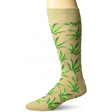 HotSox Mens Weed Socks, Hemp Heather, 1 Pair, Mens Shoe Size 6-12.5