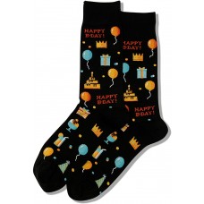 HotSox Mens Happy Birthday Socks, Black, 1 Pair, Mens Shoe Size 6-12.5