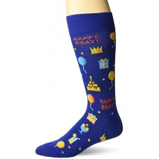 HotSox Mens Happy Birthday Socks, Dark Blue, 1 Pair, Mens Shoe Size 6-12.5