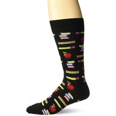 HotSox Mens Teacher's Pet Socks, Black, 1 Pair, Mens Shoe Size 6-12.5