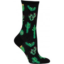 HotSox Womens Cactus Socks, Black, 1 Pair, Womens Shoe 4-10