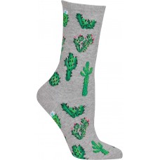HotSox Womens Cactus Socks, Grey Heather, 1 Pair, Womens Shoe 4-10