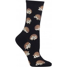 HOTSOX Womens Crew Socks Hedgehog 1 Pair, Black, Womens 4-10 Shoe