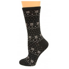 Hot Sox Women's Christmas Wreath Crew Socks 1 Pair, Black, Women's Shoe 4-10