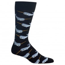 HotSox Mens Narwhal Socks, Black, 1 Pair, Mens Shoe 6-12.5