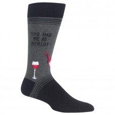 Hot Sox Men's You Had Me At Merlot Socks, Charcoal, Large