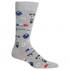 Hot Sox Police Crew Socks, 1 Pair, Sweatshirt Heather Grey, Men's 6-12.5