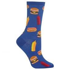 Hot Sox BBQ Food Crew Socks, 1 Pair, Blue, Women's 4-10 Shoe