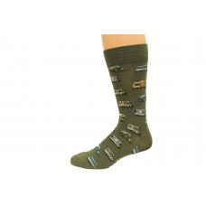 Hot Sox Men's Campers Socks, Olive, Large