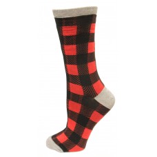 HotSox Womens Buffalo Check Socks, Sweatshirt Grey Heather, 1 Pair, Womens Shoe 4-10