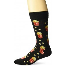 HotSox Mens Popcorn Socks, Black, 1 Pair, Mens Shoe Size 6-12.5